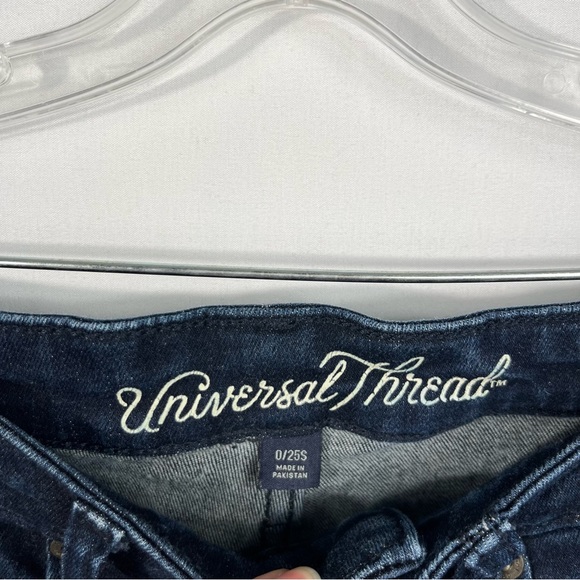 Universal Thread Dark Wash Denim High Waisted Skinny Jeans Jeggings 0 Short 25S - Picture 3 of 5